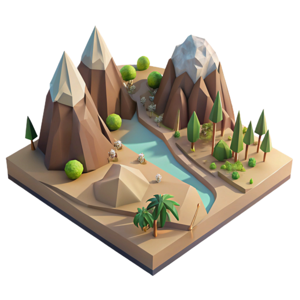 serene abstract Low Poly Zephyr Zone Landscape Transparent Background high quality png