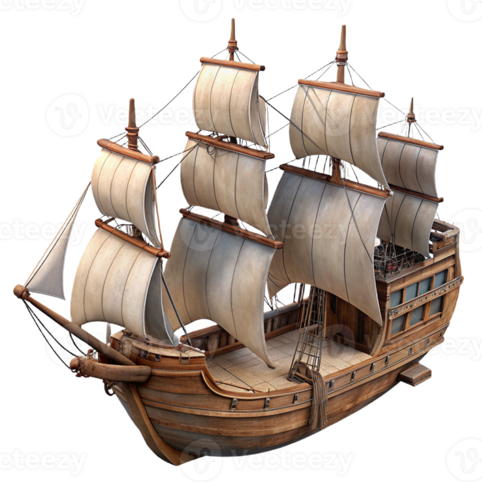 elegant modern Majestic Sailing Ship Isolated on Transparent Background Cloudy Day original png