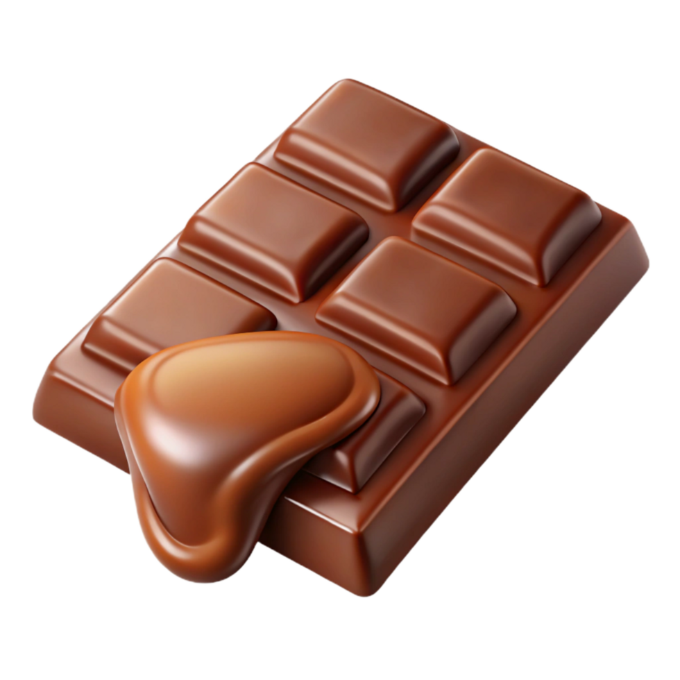 beautiful artistic Melting Chocolate Bar with Brown Color Transparent Background genuine png