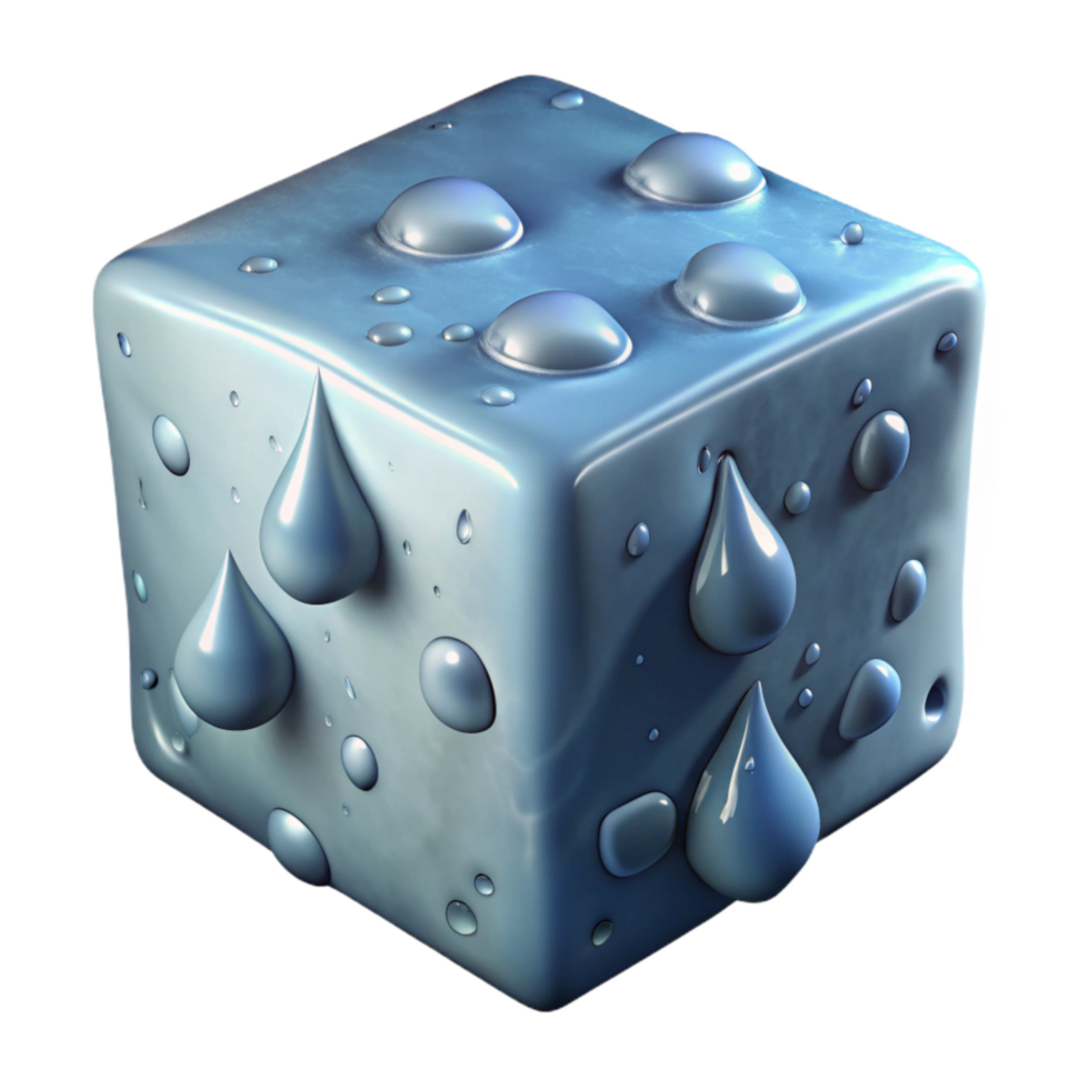 elegant creative Melting Ice Cube with Water Droplets Transparent Background exclusive png