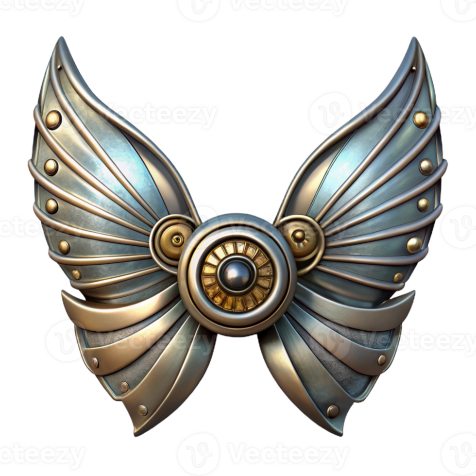 impressive artistic Metallic Clockwork Wings Transparent Background png