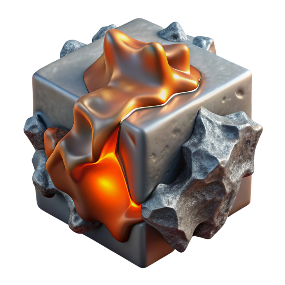 serene contemporary Metallic Lava Embracing Ice Block Cutout Element png