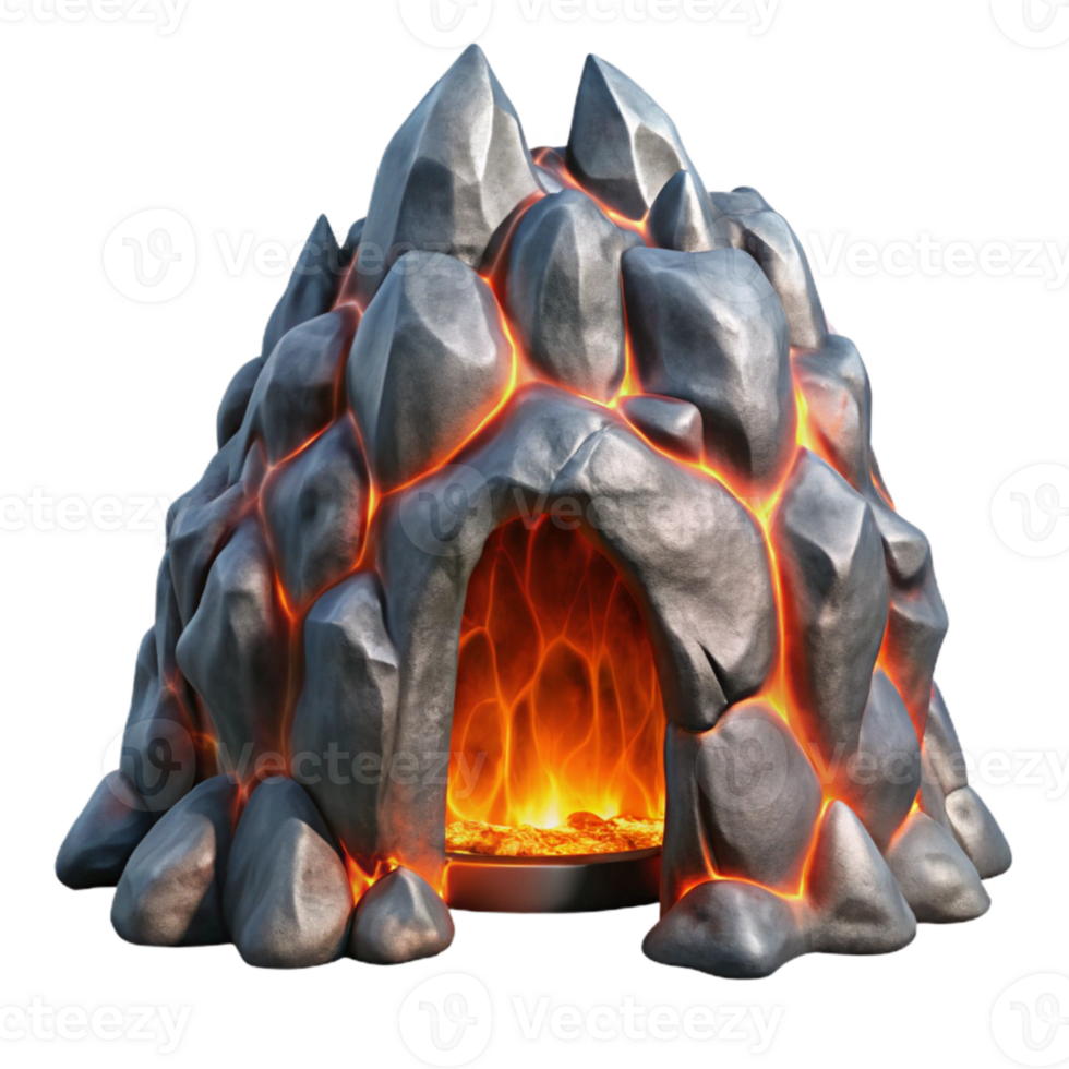 beautiful minimalist Metallic Lava Consuming Ice Block Cutout Element high resolution png