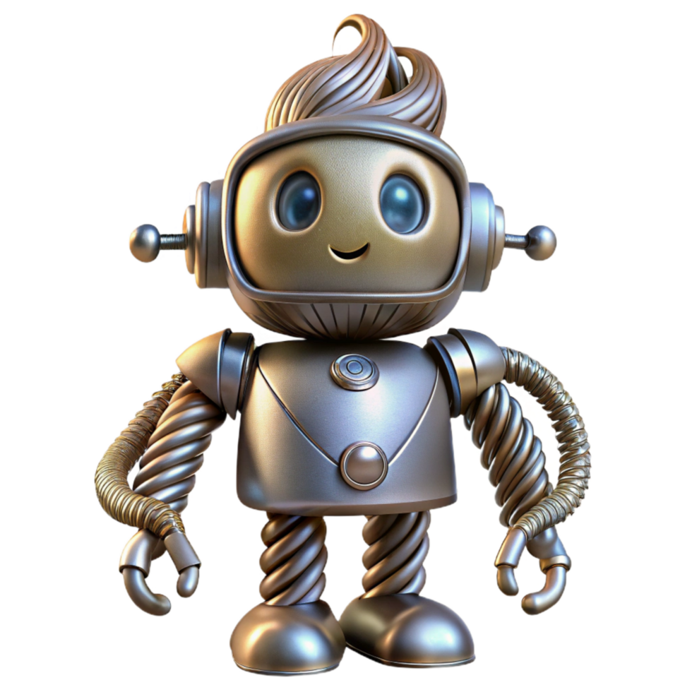 extraordinary modern Metallic Robot with Twisted Roots Transparent Background authentic png