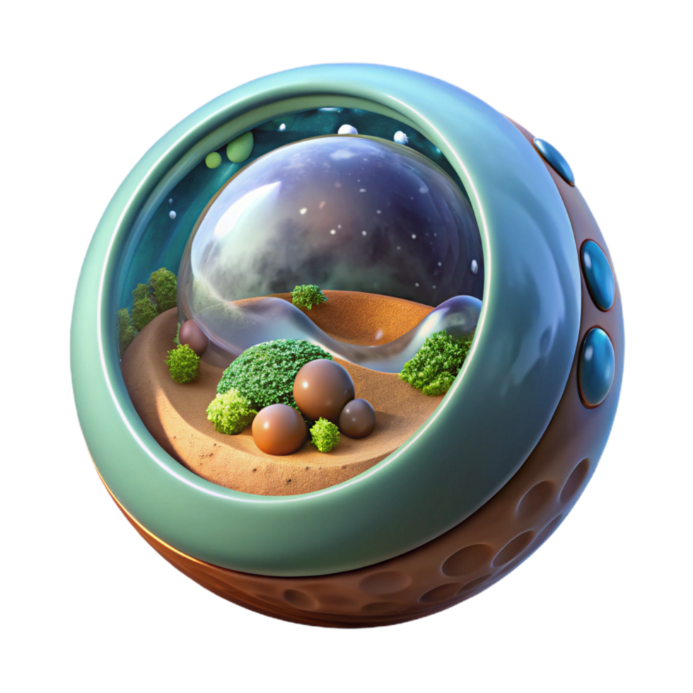 beautiful classic Micro Universe in a Bubble Cutout Side View premium png