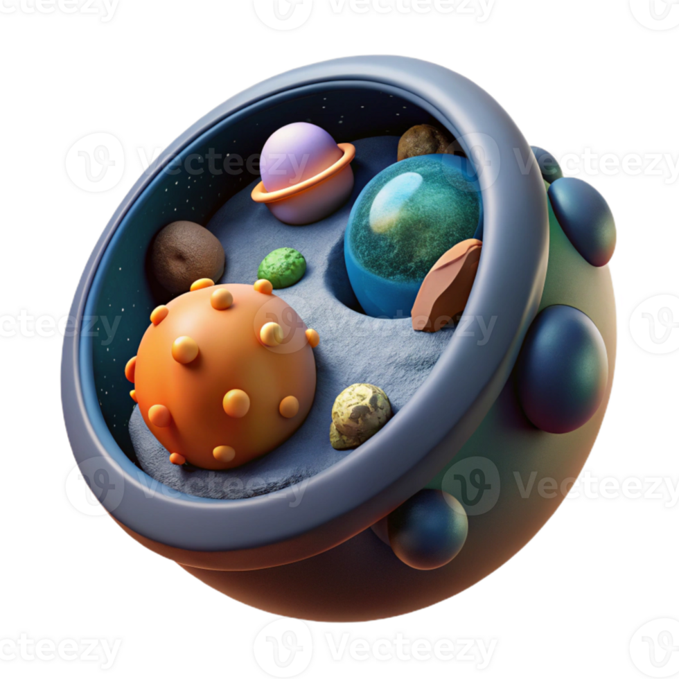 impressive artistic Micro Universe in a Bubble Cutout Side View premium png