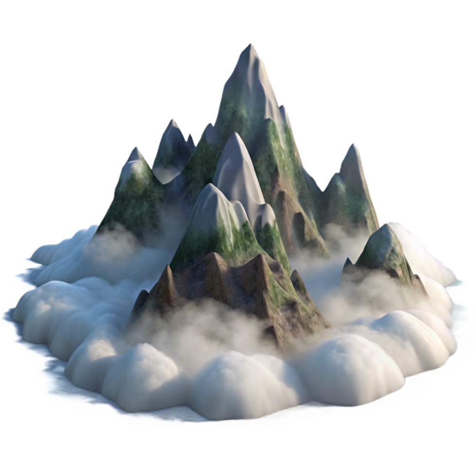 impressive rustic Misty Morning Sky Blending with Jagged Mountain Range Isolated high resolution png