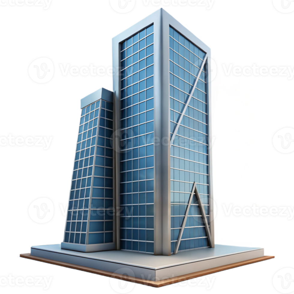 extraordinary contemporary Modern Building Skyscraper Angled View Isolated premium png