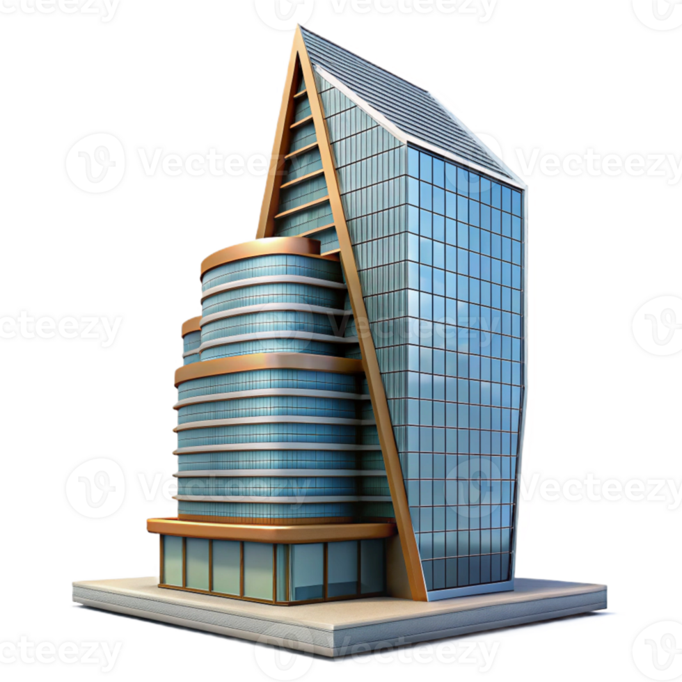elegant vintage Modern Building Skyscraper Angled View Isolated png