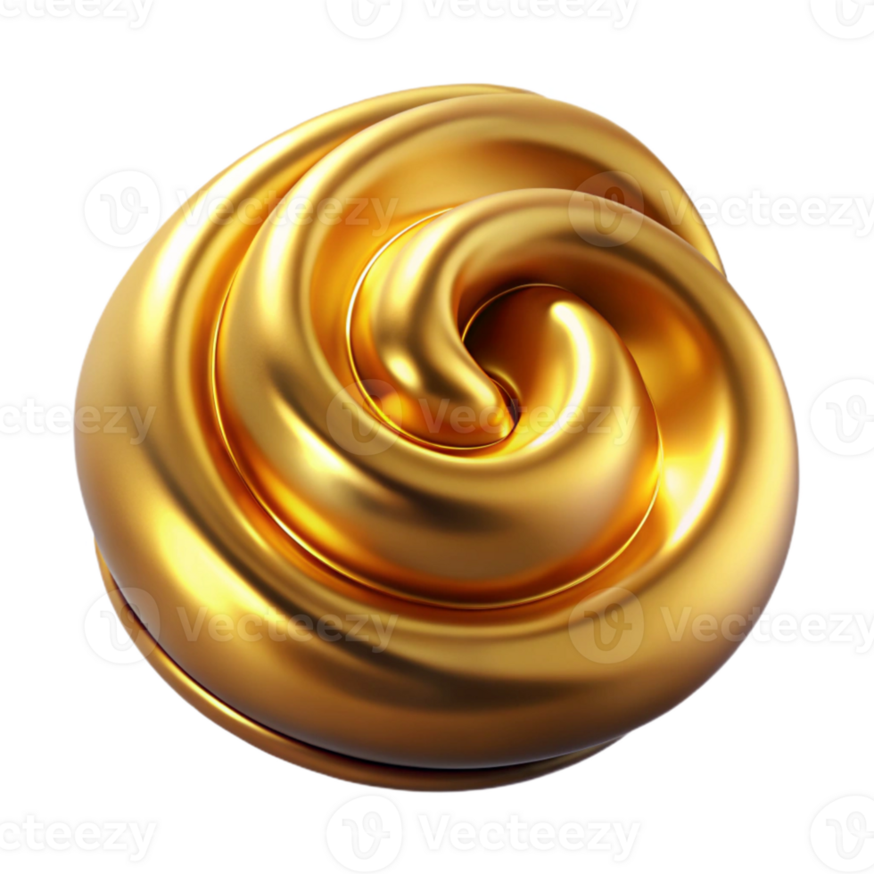 beautiful minimalist Molten Gold Swirl Isolated on Transparent Background authentic png