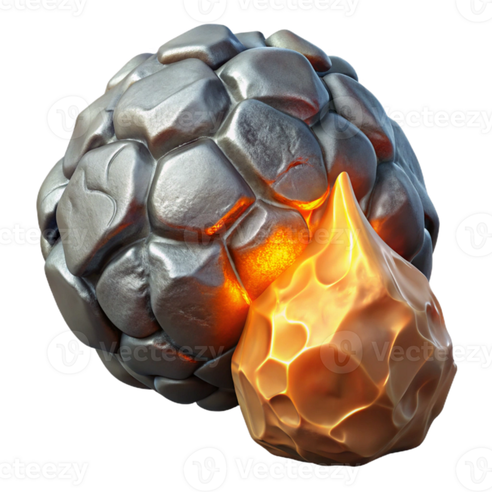 elegant vintage Molten Iron and Ice Isolated Element with High Contrast png