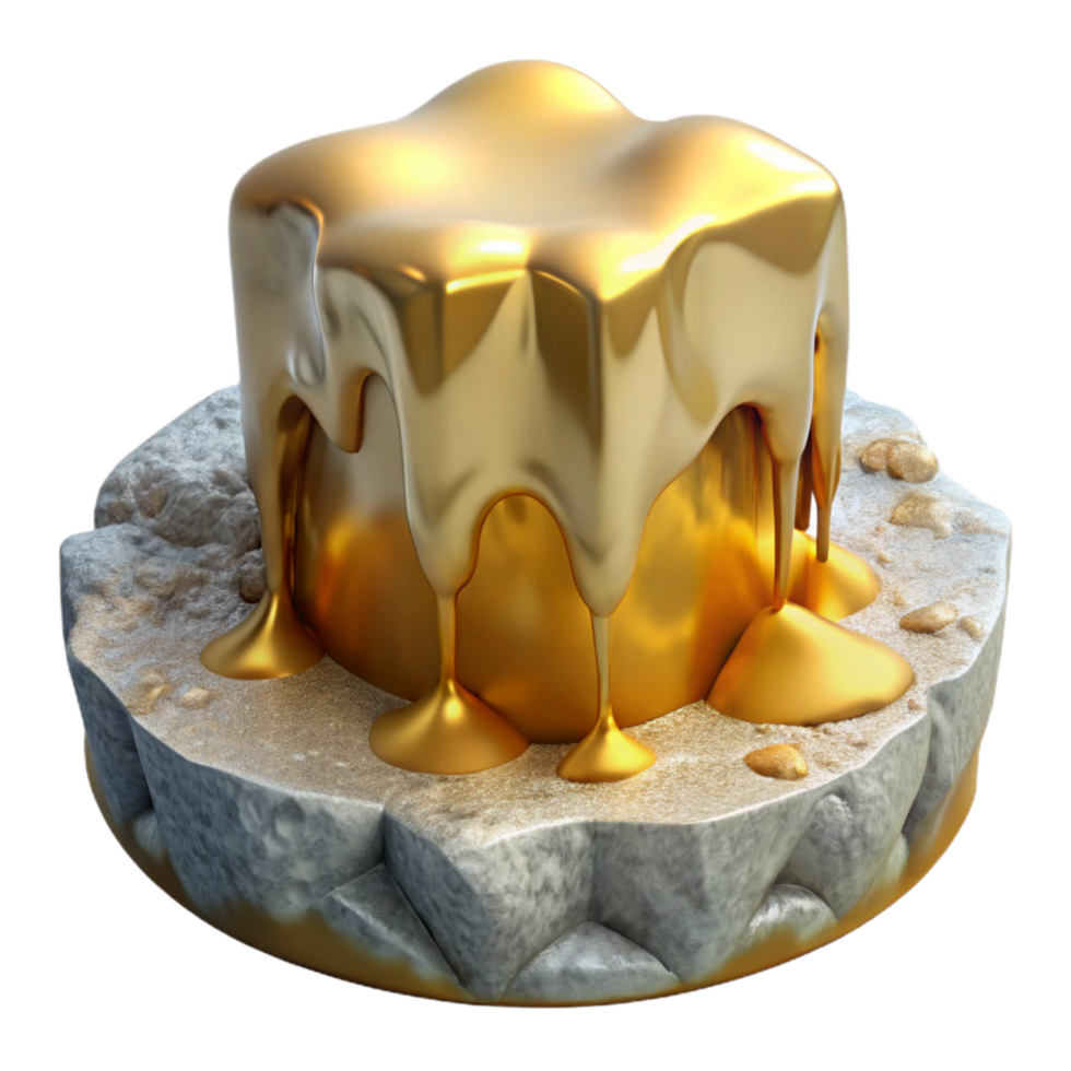 stunning artistic Molten Gold Submerging Ice Sculpture Cutout png