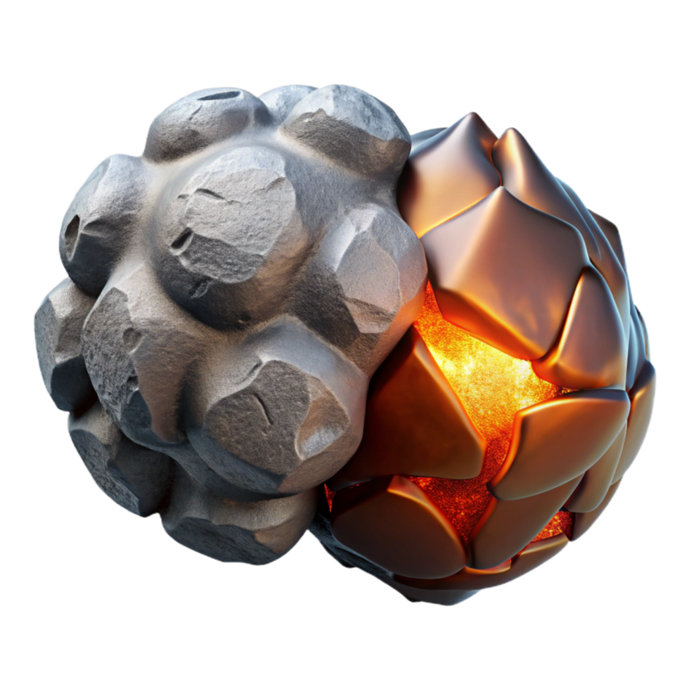 beautiful contemporary Molten Iron and Ice Isolated Element with High Contrast png