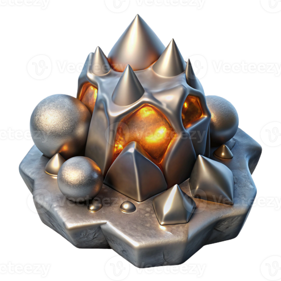 extraordinary minimalist Molten Metal and Ice Collision Front View Transparent Cutout png