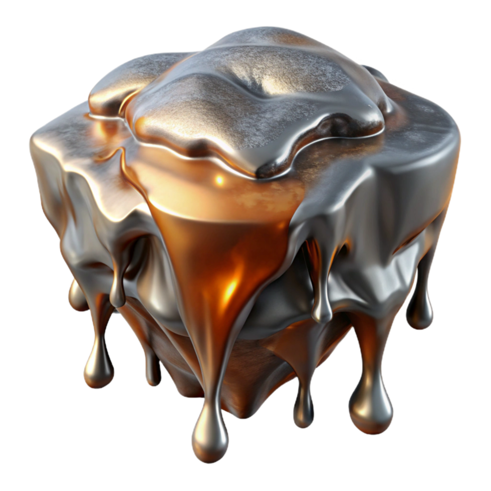 magnificent minimalist Molten Metal Dripping Onto Ice Shard Transparent Background authentic png