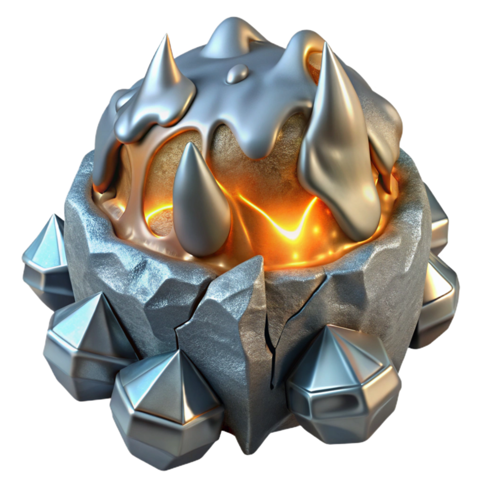 stunning minimalist Molten Metal and Ice Collision Front View Transparent Cutout png