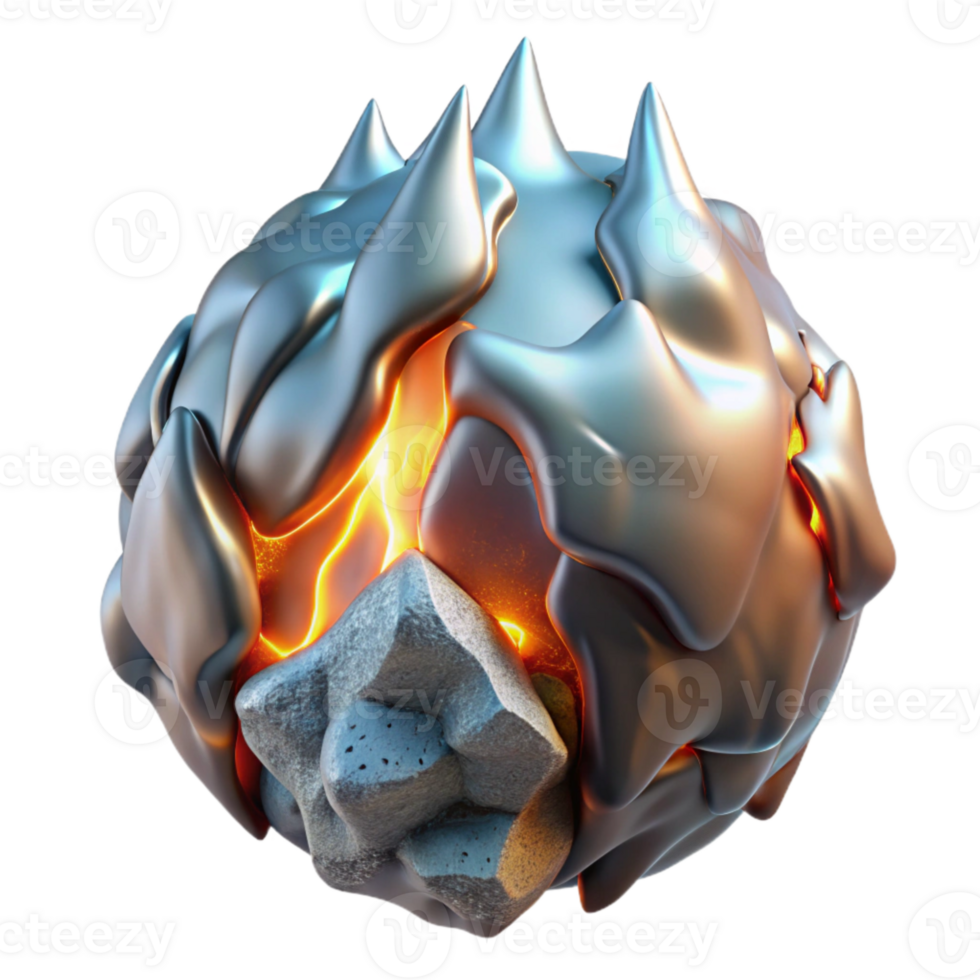 dramatic contemporary Molten Metal Ice Collision Side Angle Isolated high quality png