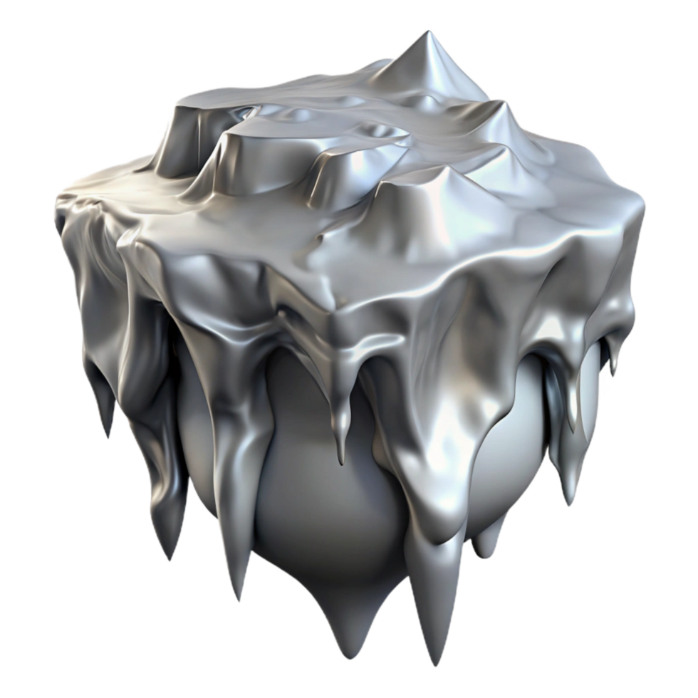 dramatic creative Molten Silver Cascading Down Ice Cliff Cutout authentic png