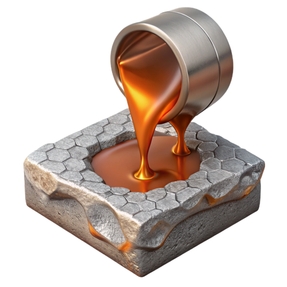 stunning artistic Molten Metal Pouring Onto Ice Block Close Up Isolated authentic png
