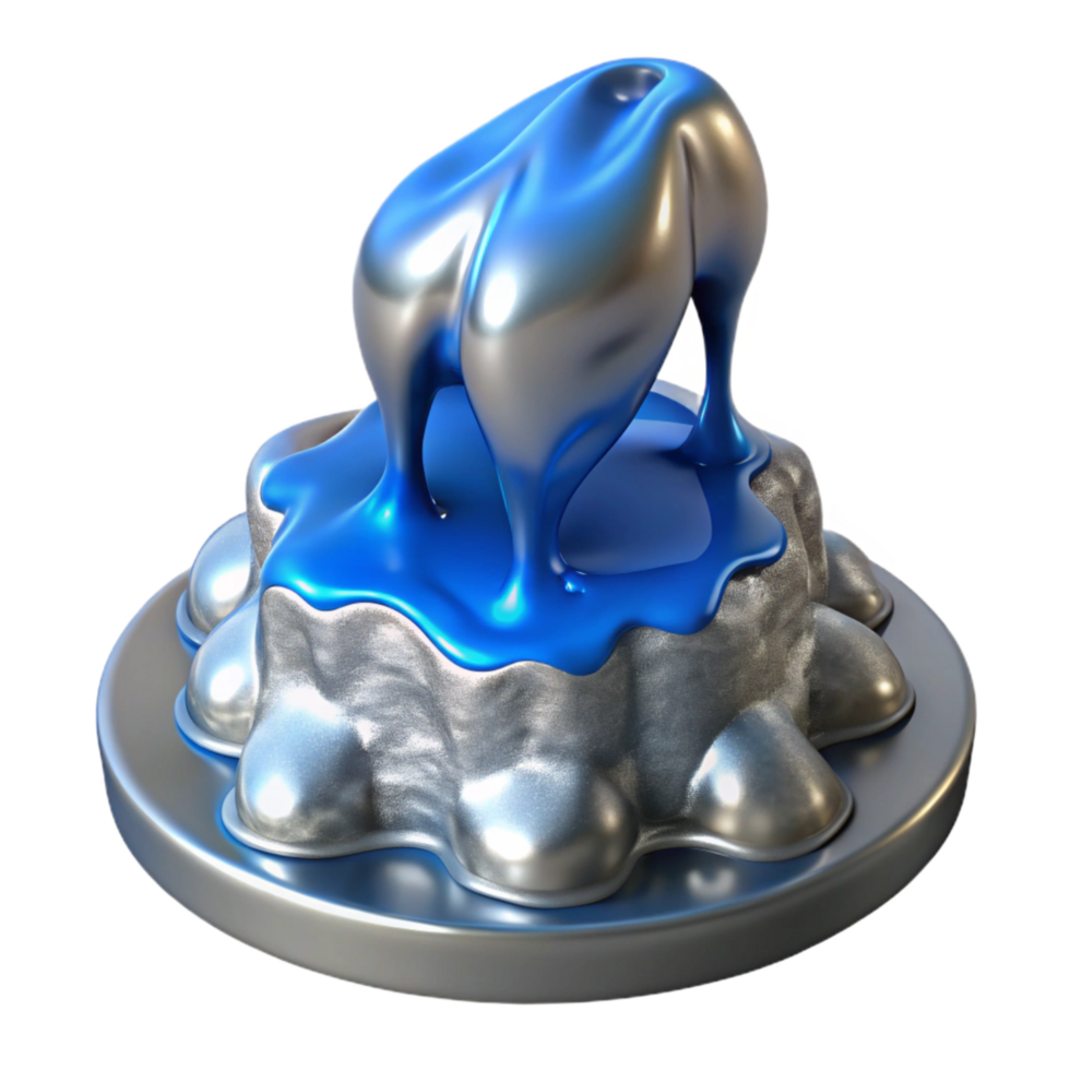 beautiful traditional Molten Silver Pouring Over Blue Ice Cutout high quality png
