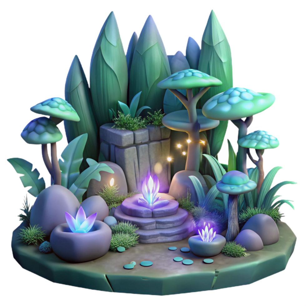 dramatic creative Mystical Forest Scene with Lyrax Luminance Isolated Element original png
