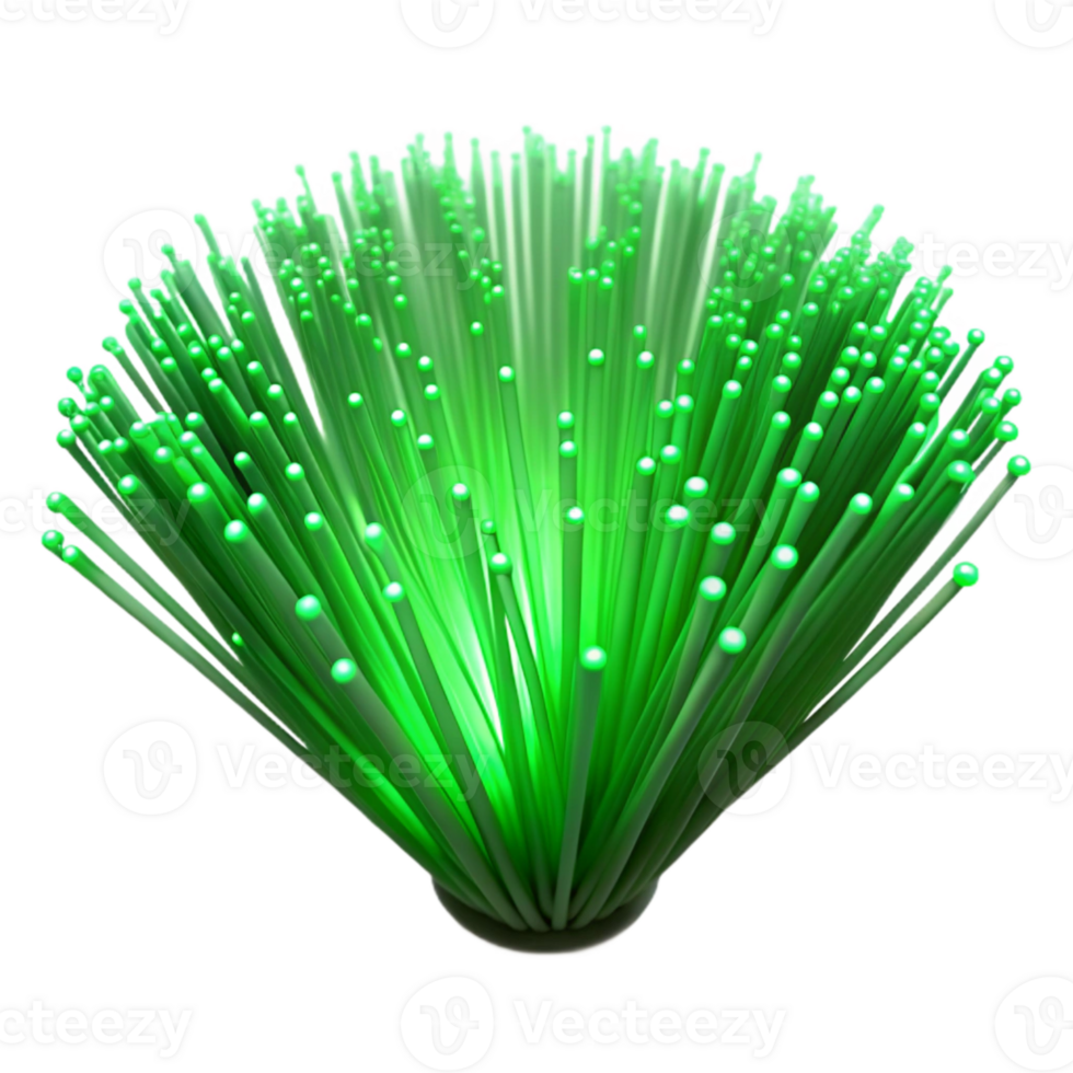 serene artistic Neon Green Fiber Optic Strands Dark Background Transparent original png
