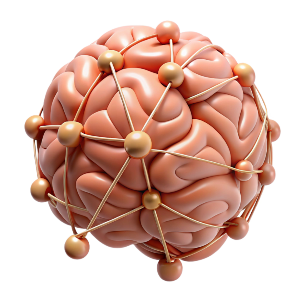 impressive vintage Neural Network Connections Brain Transparent Background professional png