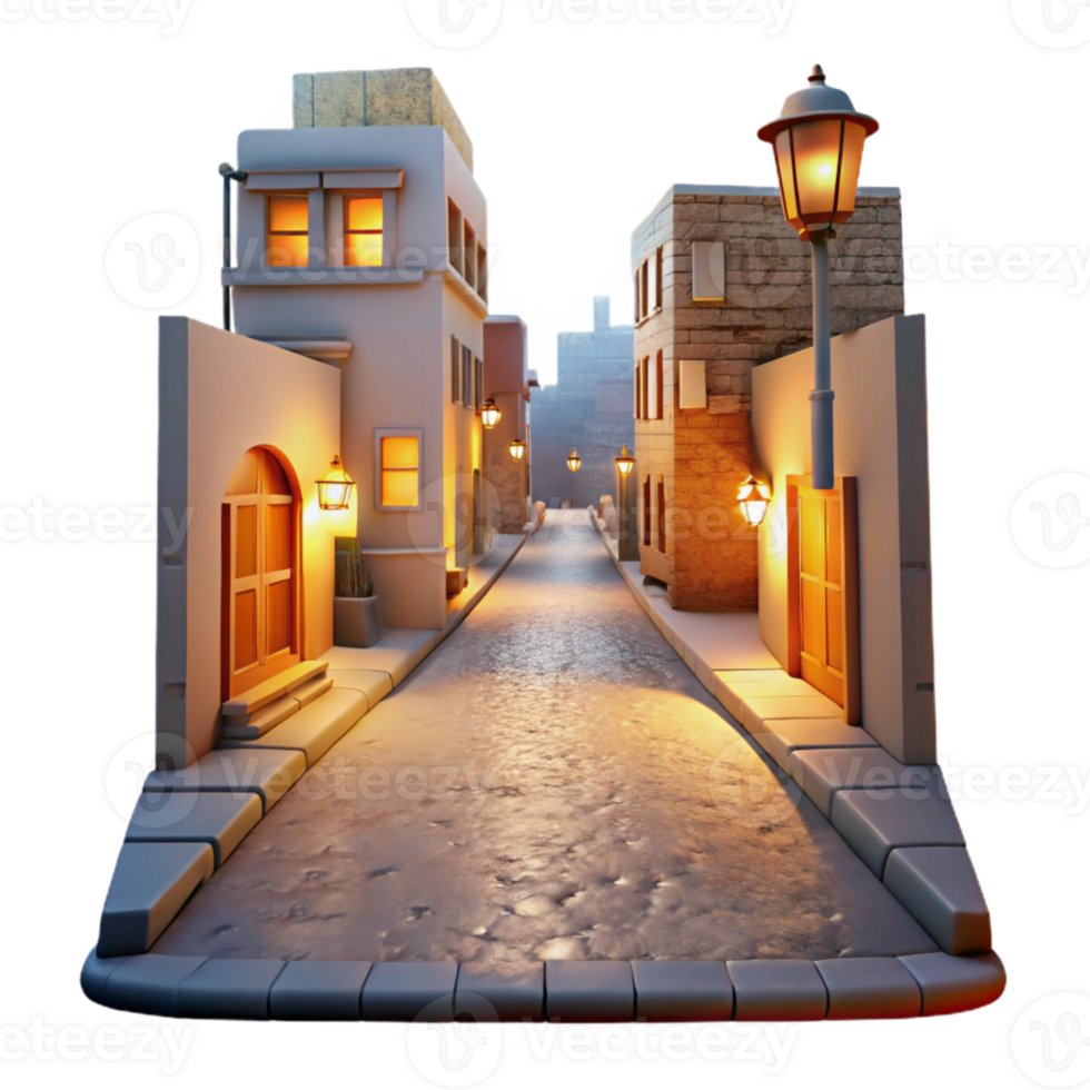 extraordinary classic Obscured City Street Cutout Transparent Background and Warm Lighting professional png