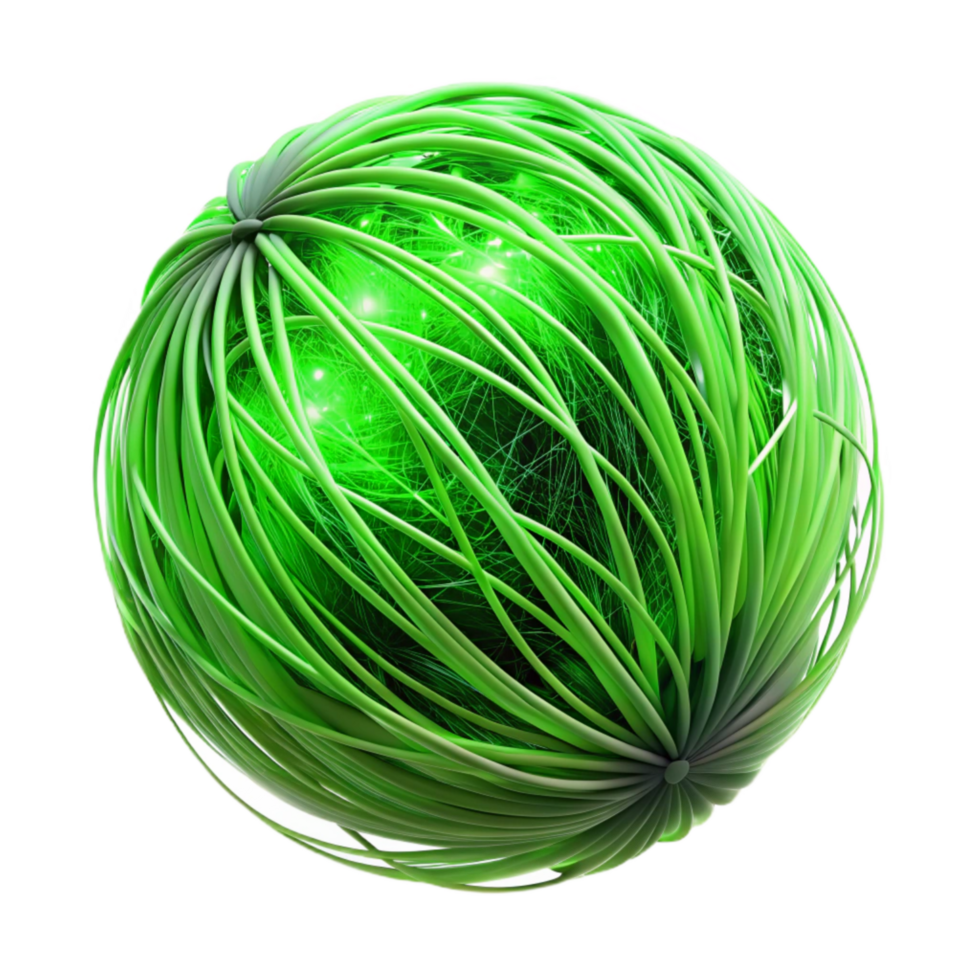 stunning artistic Neon Green Strands Dark Web Transparent Element premium png
