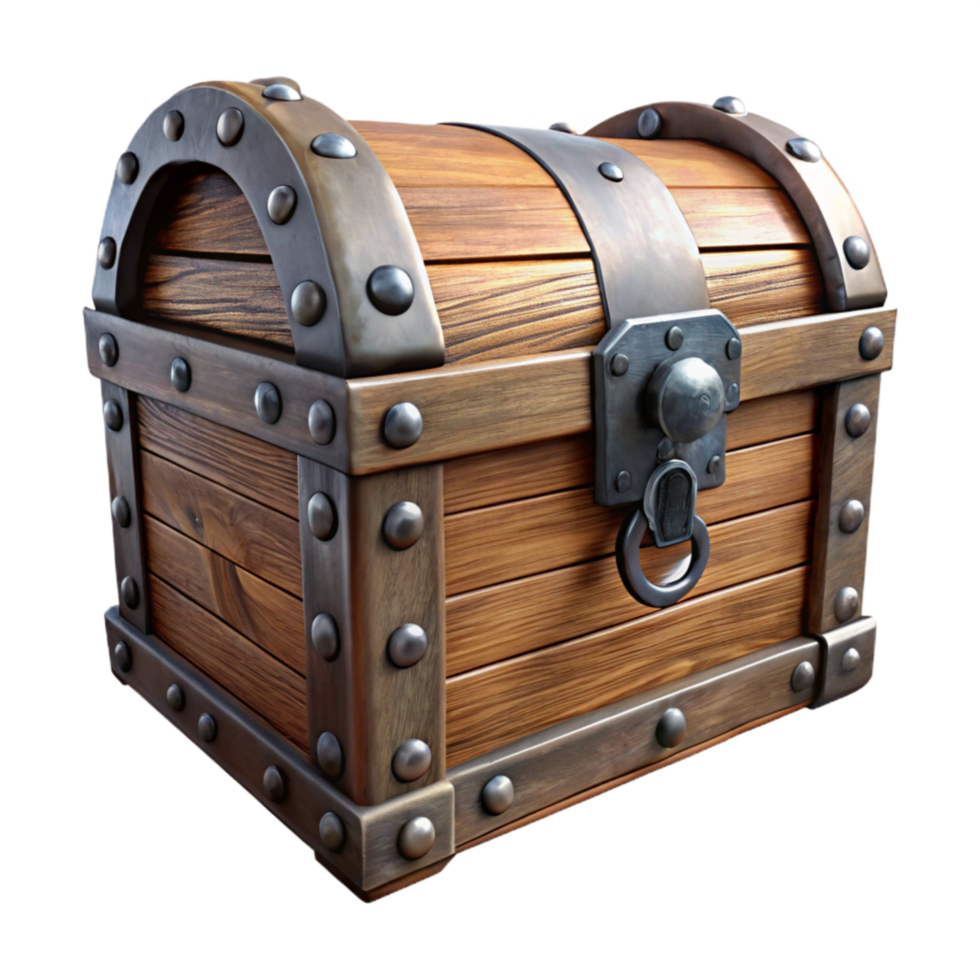 extraordinary rustic Old Wooden Chest Cutout with Metal Hinges and Lock exclusive png