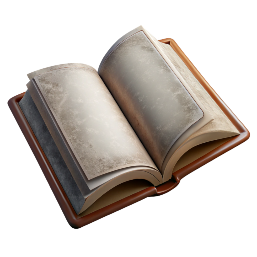 stunning vintage Open Book with Blank Pages Isolated Top View professional png