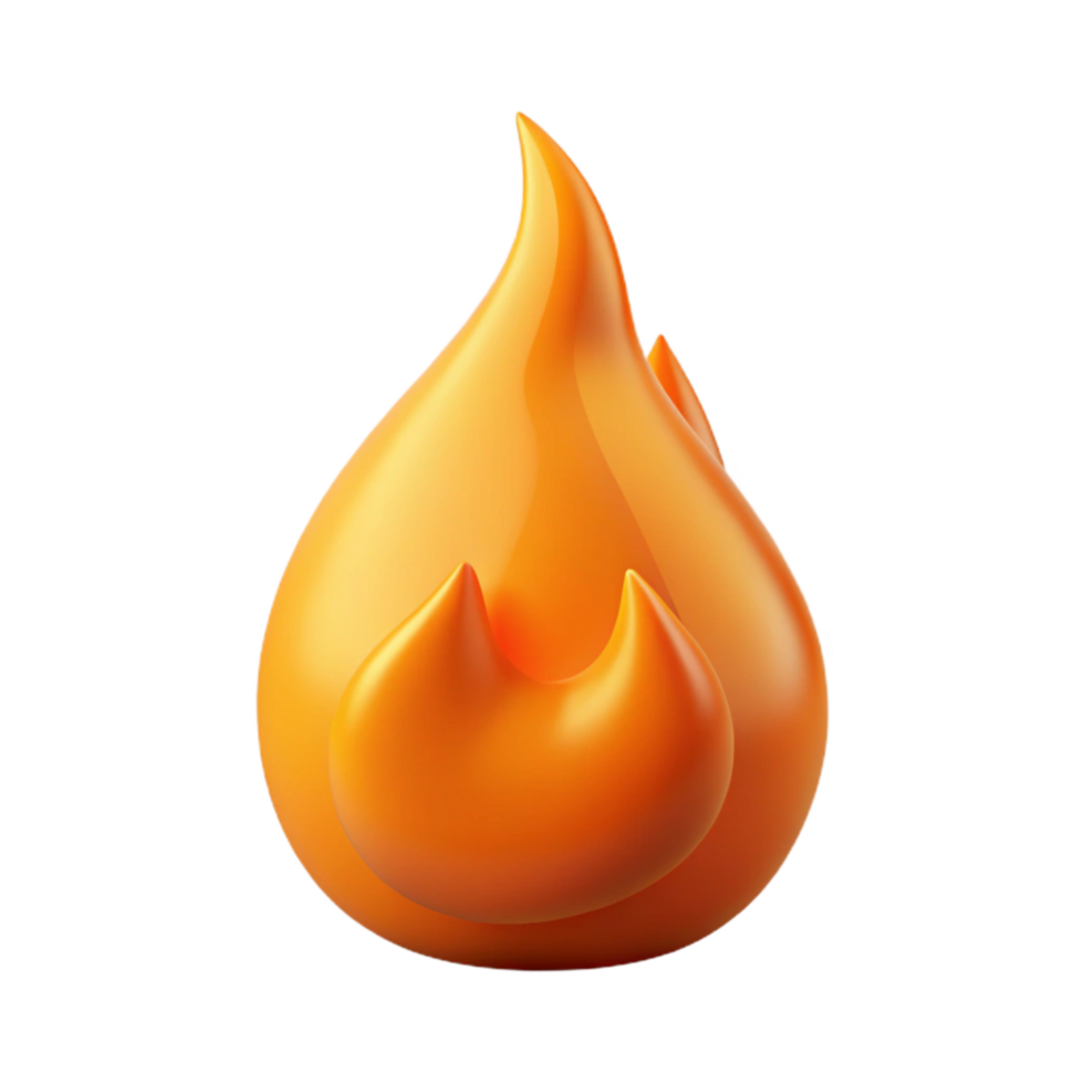 stunning minimalist Orange Flame with Shadow Isolated Transparent Background Cutout original png