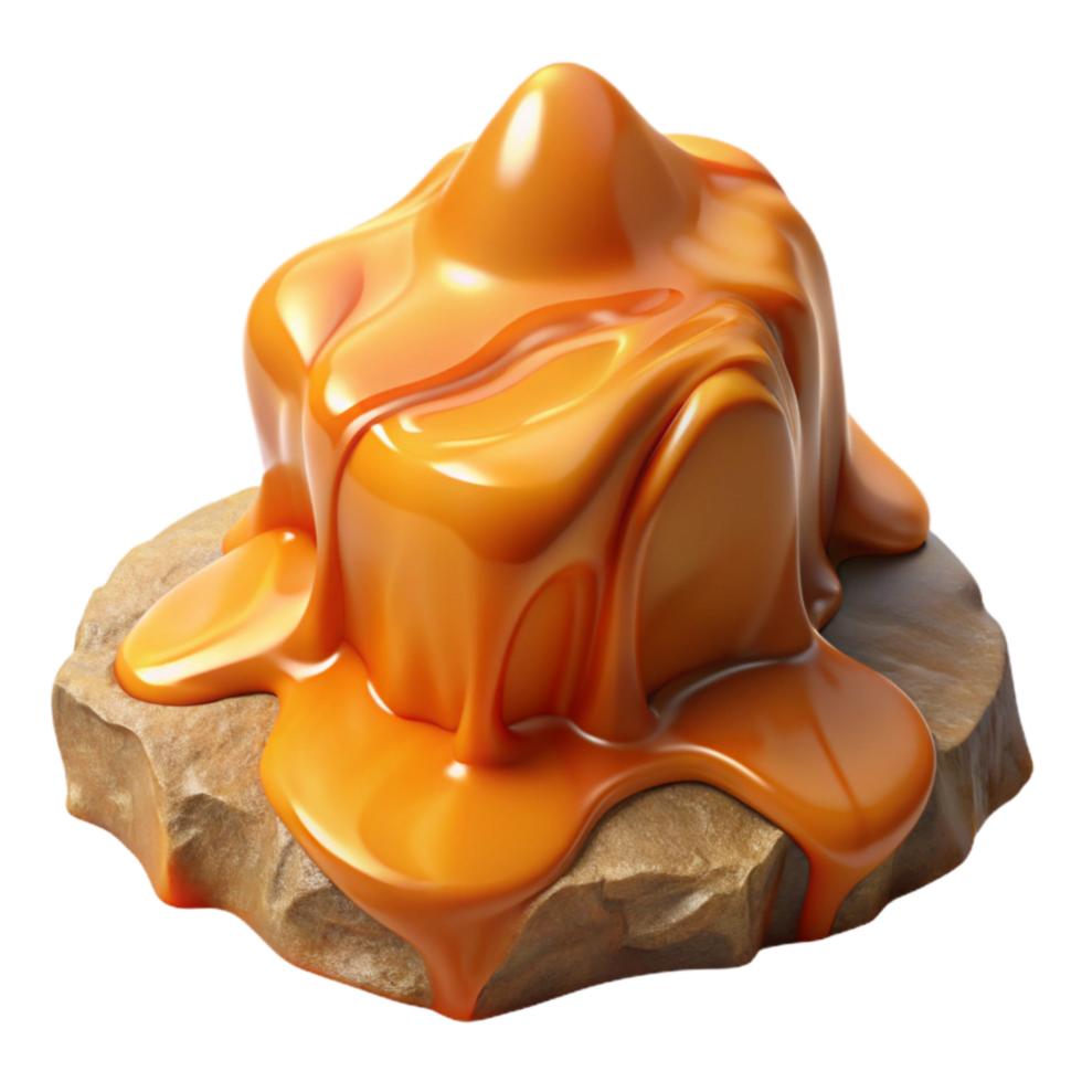 serene classic Orange Translucent Liquid Flowing Over Rock Formation Transparent Background high quality png