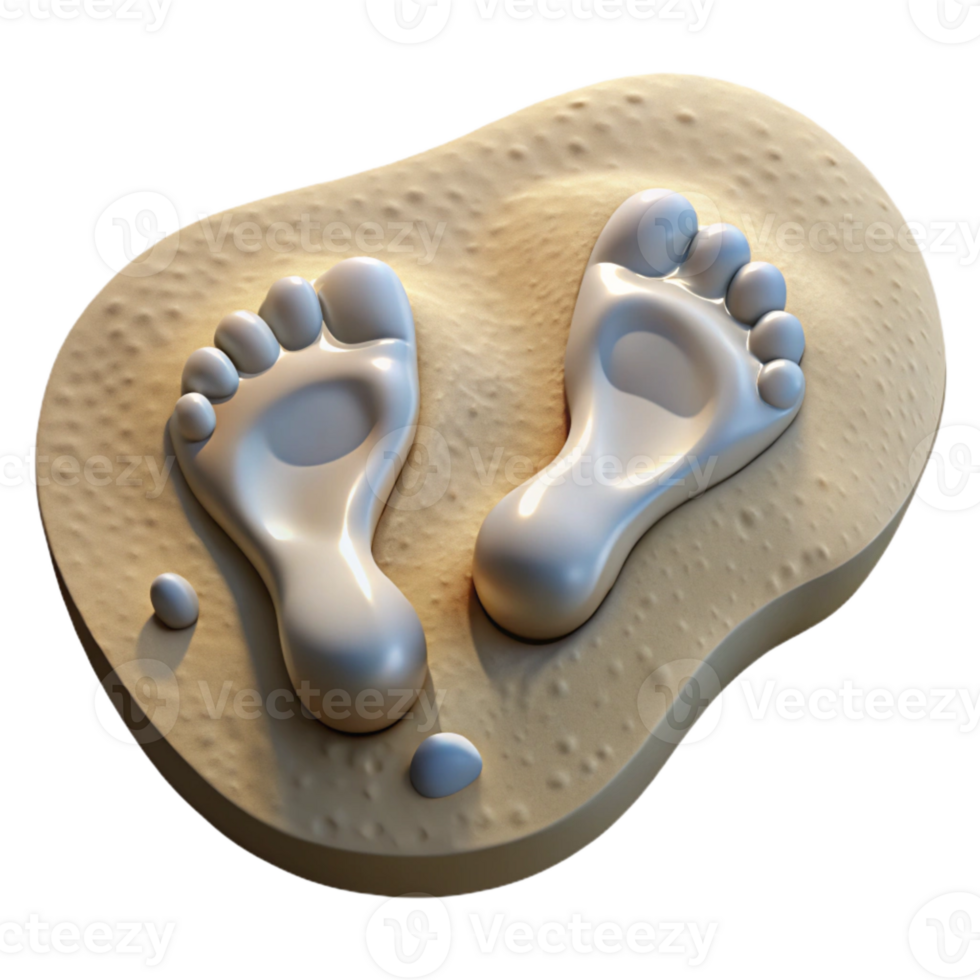 impressive abstract Overlapping Footprints Sandy Beach Transparent Design Element premium png
