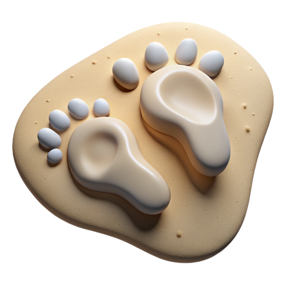 elegant minimalist Overlapping Footprints Sandy Beach Transparent Design Element genuine png
