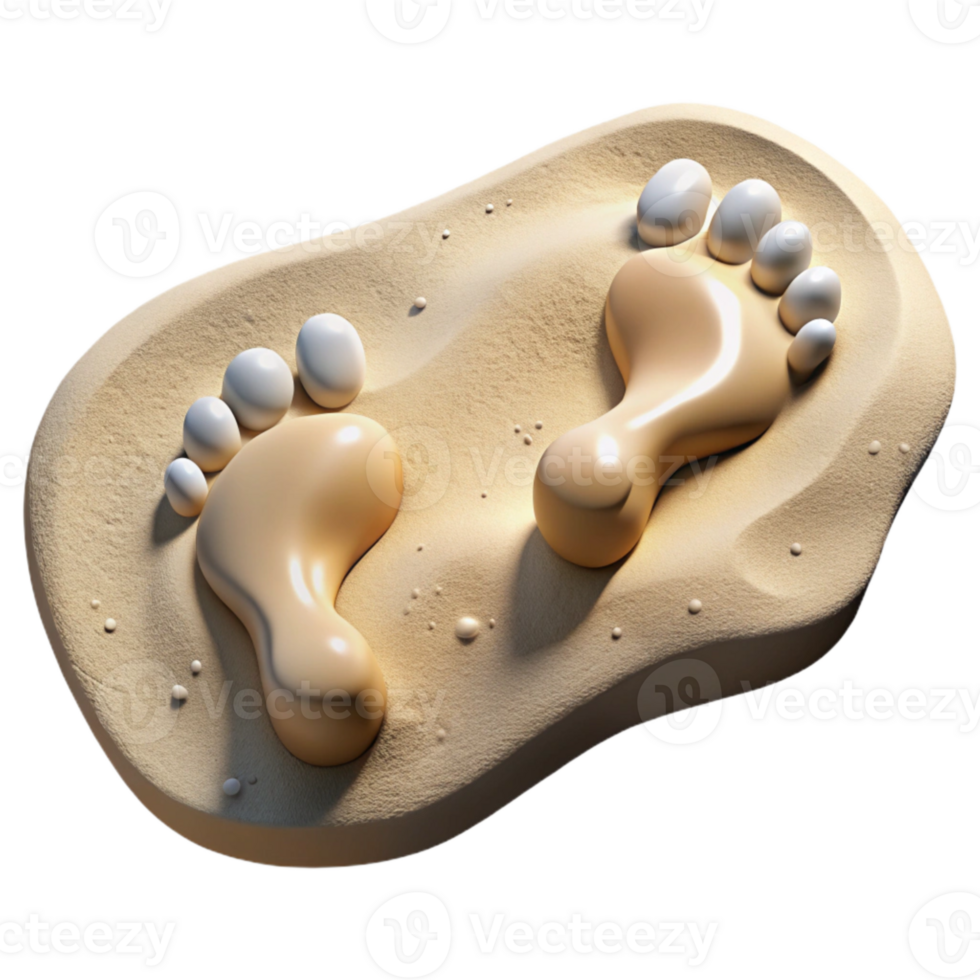 serene traditional Overlapping Footprints Sandy Beach Transparent Design Element detailed png