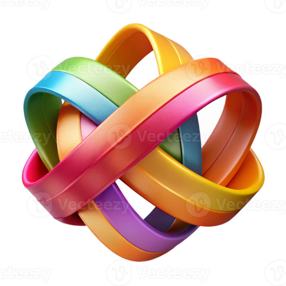 dramatic contemporary Overlapping Ribbons Vibrant Colors Transparent Background genuine png
