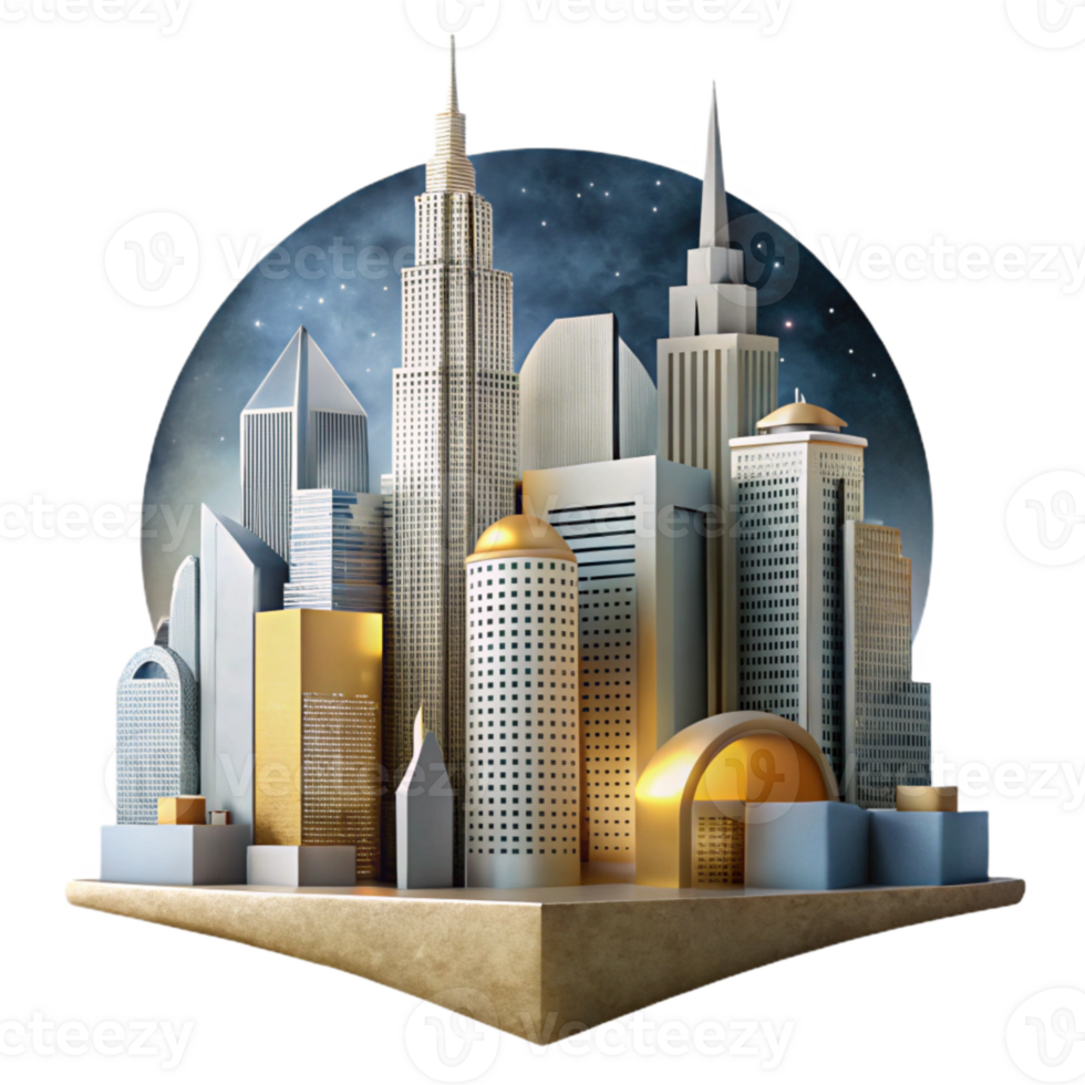 extraordinary classic Overlapping Skylines Cutout with Day and Night Contrast detailed png