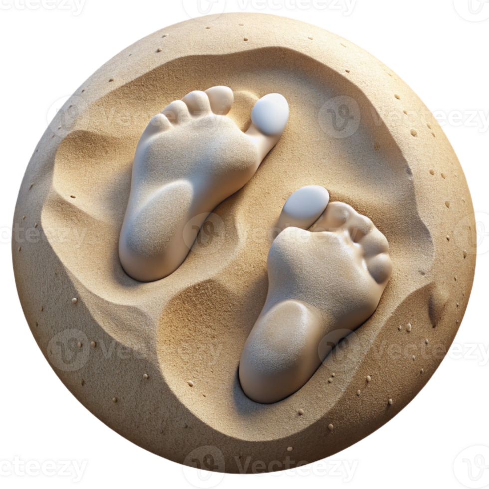 wonderful classic Overlapping Footprints Sandy Beach Transparent Design Element authentic png
