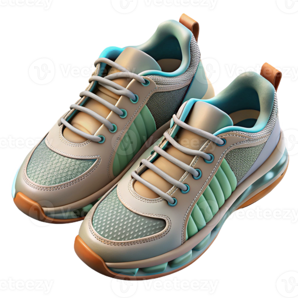 vibrant minimalist Pair of Running Shoes Top View Transparent Cutout premium png