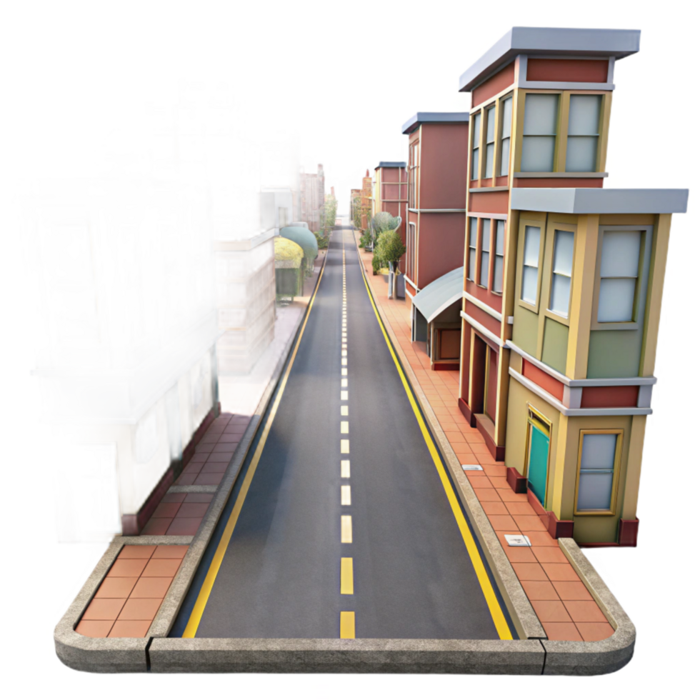 magnificent abstract Parallel Streets Urban Cityscape Isolated on Transparent Background genuine png