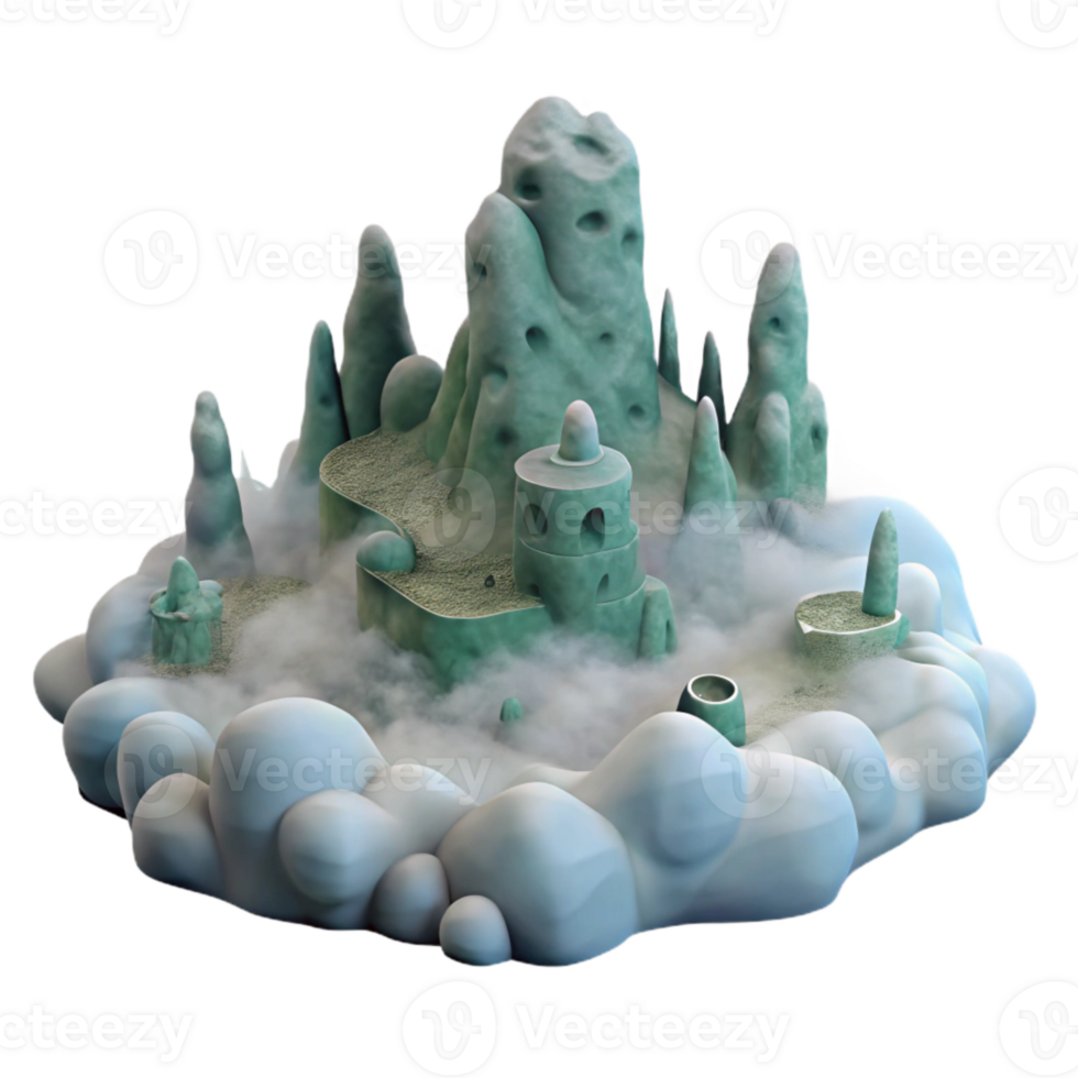 serene traditional Phantom Landscape Isolated with Ethereal Mist professional png