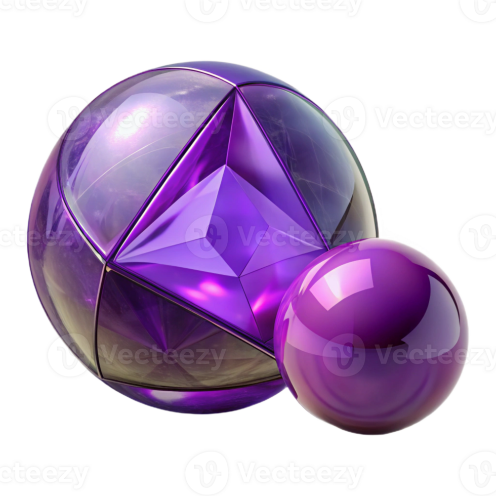 elegant modern Purple Translucent Orb Fusing with Glass Prism Isolated original png