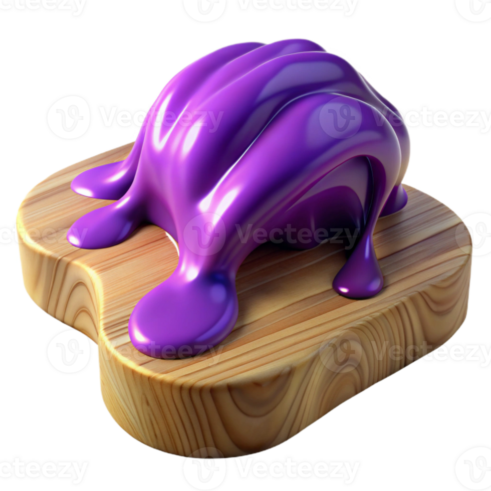 extraordinary traditional Purple Translucent Liquid Flowing Over Wooden Surface Isolated premium png