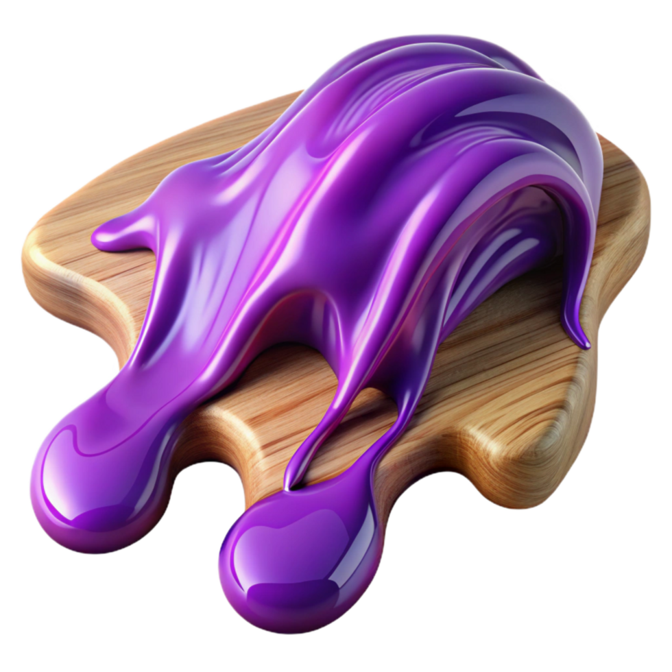 impressive contemporary Purple Translucent Liquid Flowing Over Wooden Surface Isolated original png