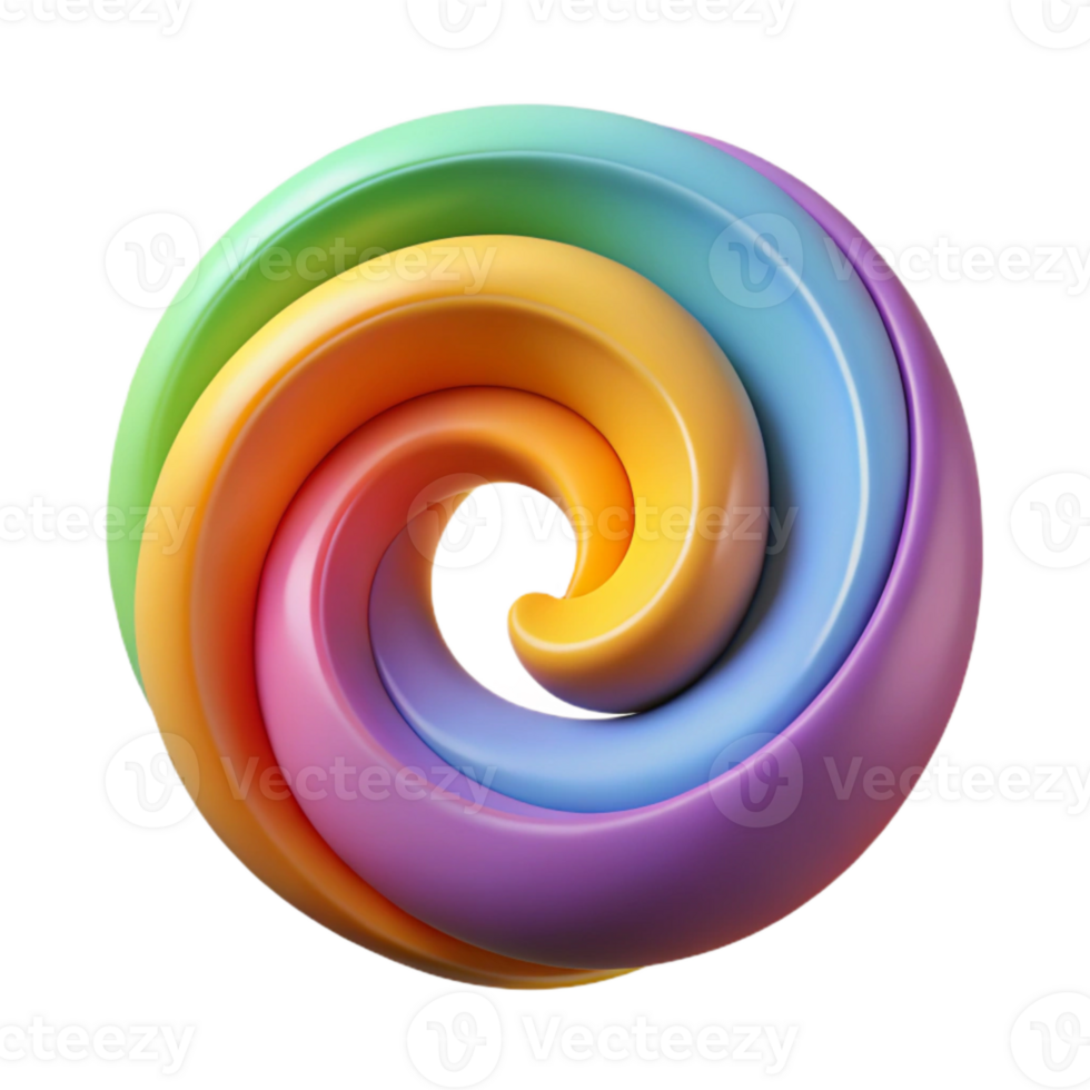 beautiful creative Rainbow Spiral Cutout Element with Soft Lighting high resolution png