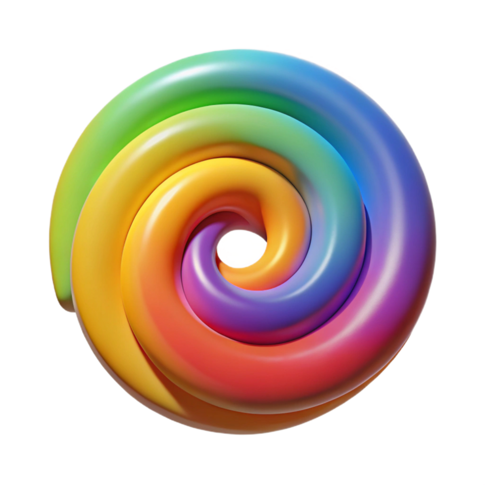 serene modern Rainbow Spiral Cutout Element with Soft Lighting png