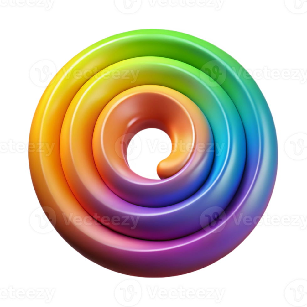 beautiful creative Rainbow Spiral Cutout Element with Soft Lighting professional png