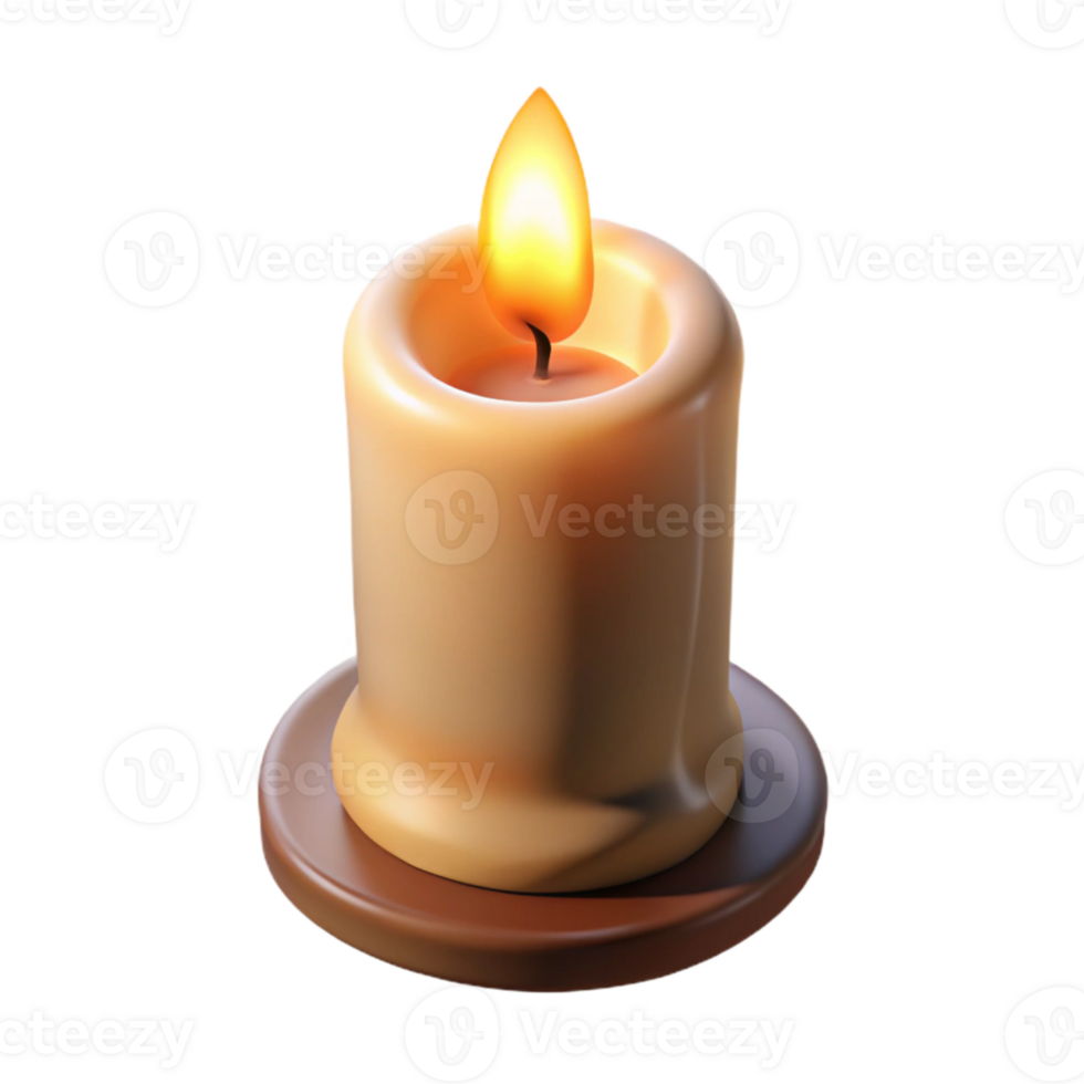 elegant vintage Realistic Candlelight with Shadow Isolated on Transparent Background Cutout professional png