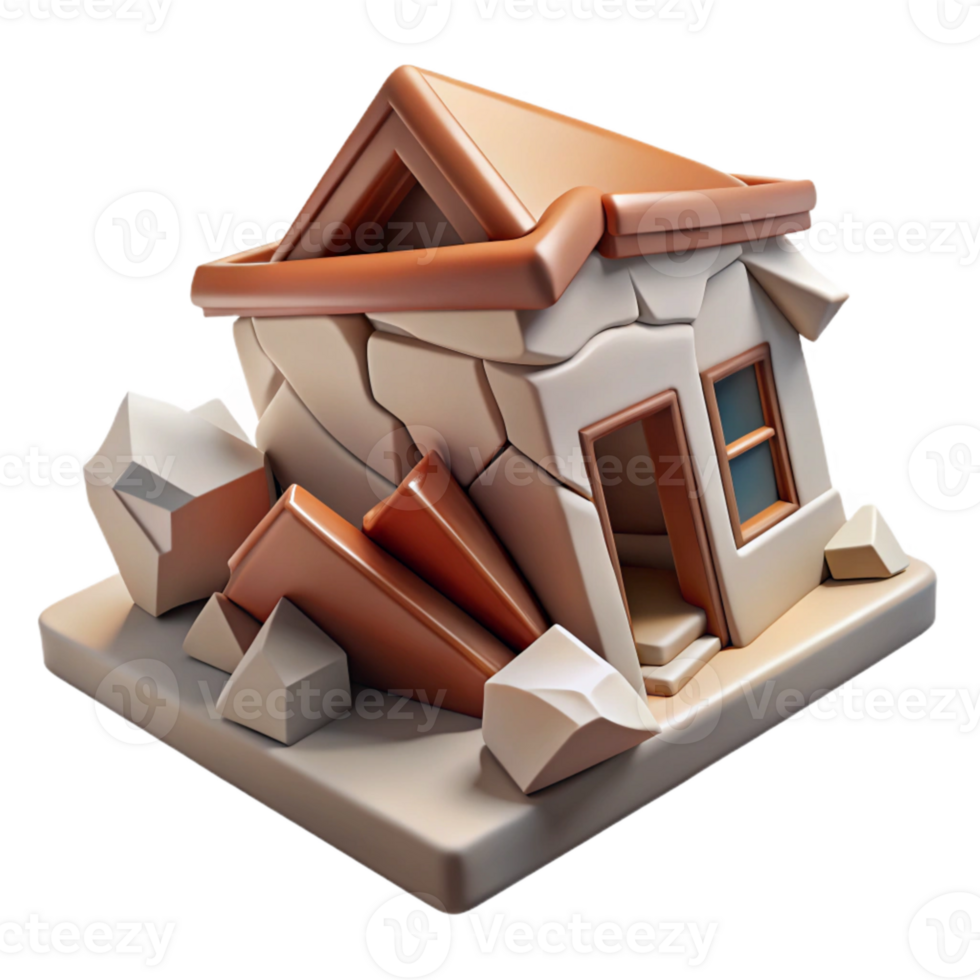 impressive minimalist Realistic Earthquake Damage Illustration Transparent Background detailed png